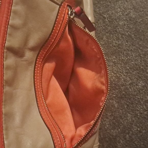 Authentic Coach leather large purse tan leather with pink and red accents! - Picture 5 of 12